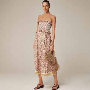 J. Crew Ravenna Dress in Sunset Rose Block-Print Ramie